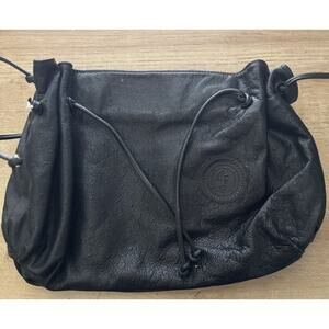 Vintage CARLOS FALCHI Shoulder Bag Crossbody Purse Black Ostrich Large